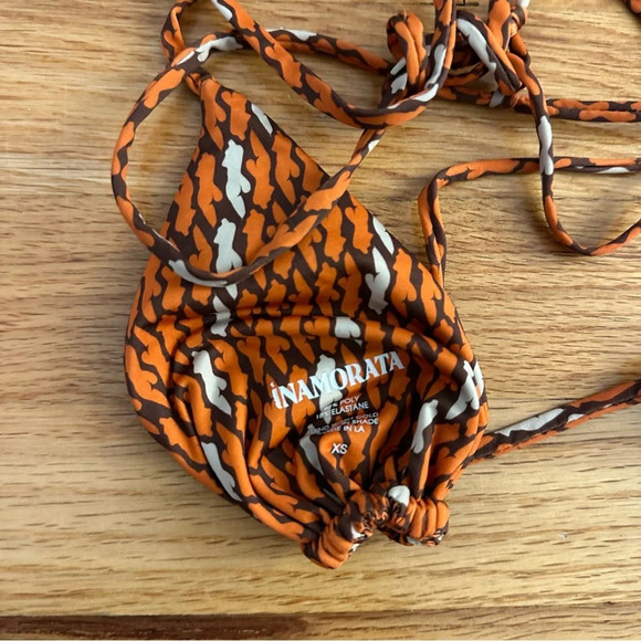 Inamorata Las Olas Bikini Top Rustic Brown Stripe Size XS - Picture 3 of 3